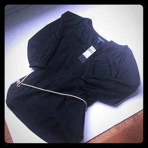 NWT $79 Ralph Lauren Black Tunic Top Gold Belt XS